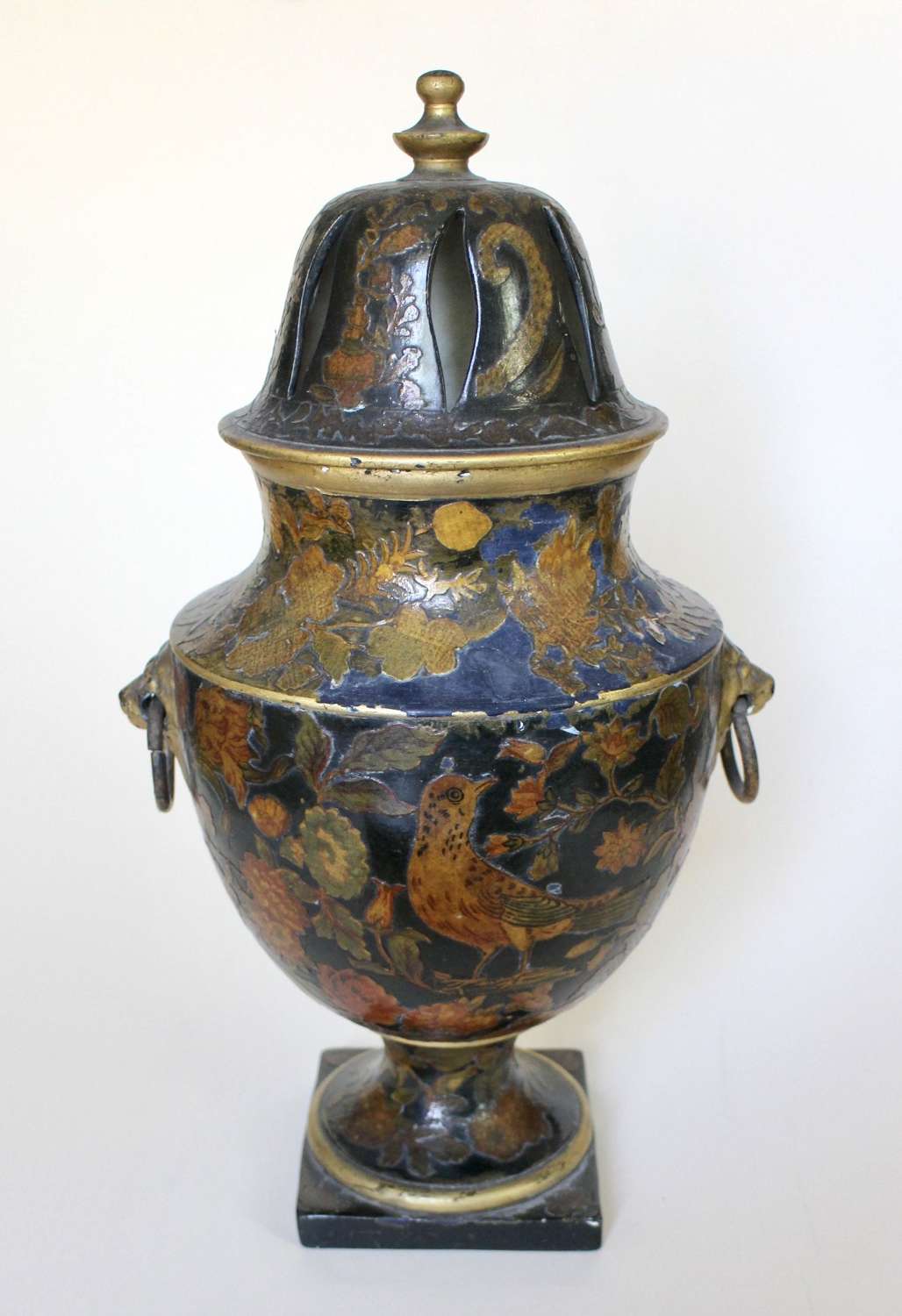 A Georgian painted, gilded and decoupage Pot Pourri vase