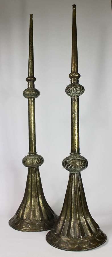 Pair of brass horns, Nepal or Tibet