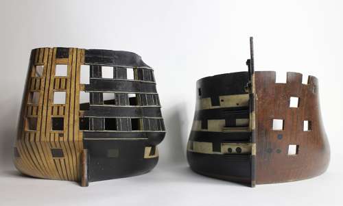 Two half models of a Navy ship